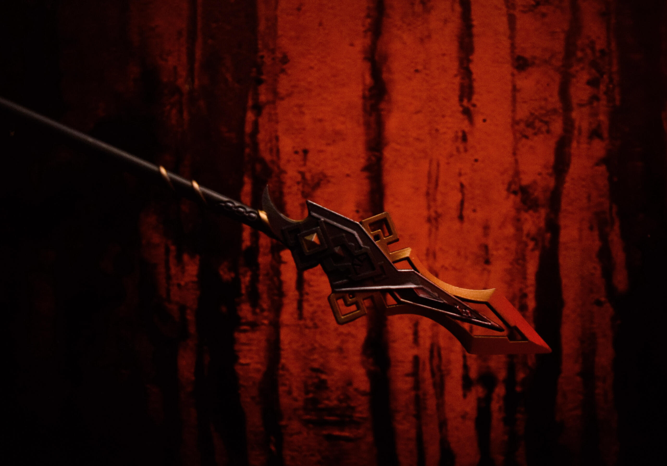 A bloody spear that has been through so many battles and has witnessed a traumatic history.